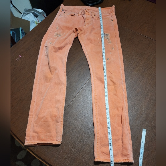 Denim & Supply Ralph Lauren Orange Distressed Slim Jeans - Picture 4 of 13